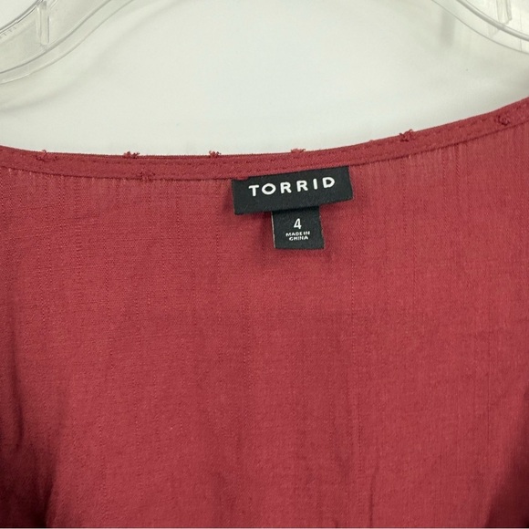 Torrid Midi Swiss Dot Surplice Dress Short Sleeve Pockets Size 4X Rust Red - Picture 9 of 12